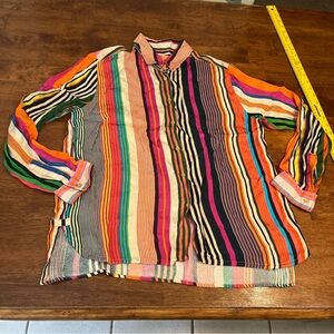 Vilagallo multicolor striped button down blouse size 44 or XL/XXL